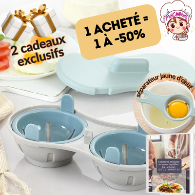 Cuiseur Vapeur Sans Huile Pour Micro-ondes Cuiseur à œufs Vapeur Pour Micro- ondes - Double Compartiment, Antiadhésif, Cuisson Saine Sans Huile, Bleu