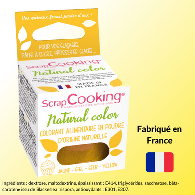 ScrapCooking - Colorant alimentaire en poudre d'origine naturel jaune, 10 g