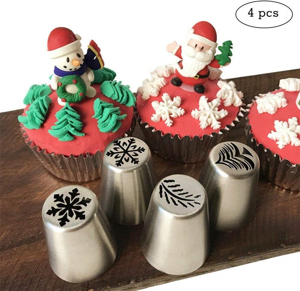 Poches à Douille Jetables De Noël PME - 12 Pièces 30 Cm - Design Père Noël Et Renne - Pour Glaçage, Chocolat