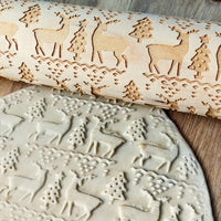 Rouleau à Pâtisserie Gravé Noël 35cm - Motif Relief Bois Hêtre Pour Biscuits Et Fondant